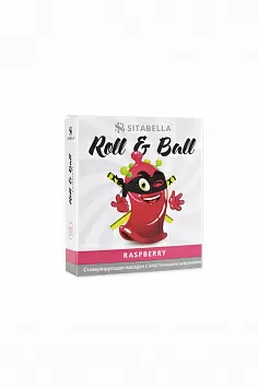 Стимулирующая насадка-презерватив с ароматом малины Roll & Ball