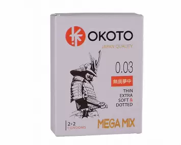 Набор презервативов OKOTO MegaMIX (2 гладких ультрамягких и 2 точечных)