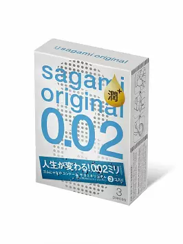 Презервативы полиуретановые 0,02 с двойной смазкой Sagami Original Extra Lub