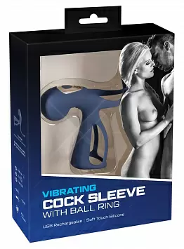 You2Toys Перезаряжаемая вибронасадка на пенис утяжкой на мошонку Vibrating Cock Sleeve with Ball Ring
