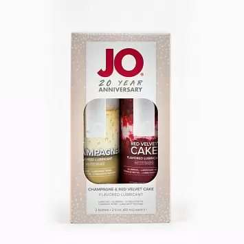 Набор из съедобных лубрикантов Шампанское и торт Красный бархат JO 20th Anniversary Gift Set Flavored JO33505