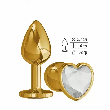 Золотая пробка с кристаллом сердце Джага-Джага