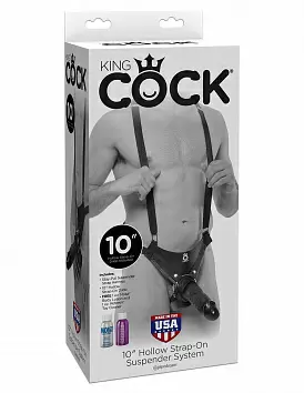 Фаллопротез King Cock 10&quot; Hollow Strap-On Suspender System Black