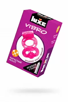 Виброкольцо и презерватив Бархатный молот Luxe VIBRO
