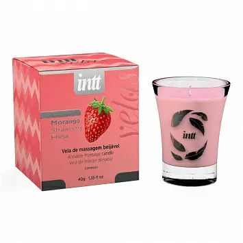 Массажная свеча для поцелуев в рюмке Клубника INTT Velas Kissable Candle Strawberry IN0263