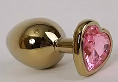 Пробка металл золото с кристаллом сердечком
