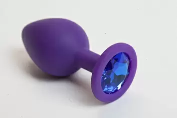 Фиолетовая анальная пробка с кристаллом средняя