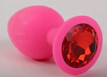Пробка большая силиконовая розовая с кристаллом