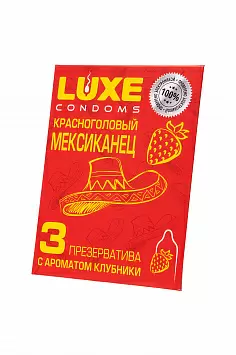 Презервативы с ароматом клубники Красноголовый Мексиканец Luxe